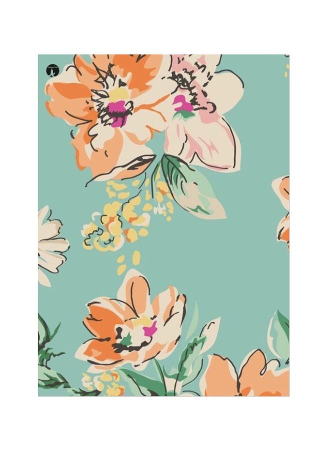 BP Floral Themed Metallic Plate Green/Beige/Brown 20x15cm