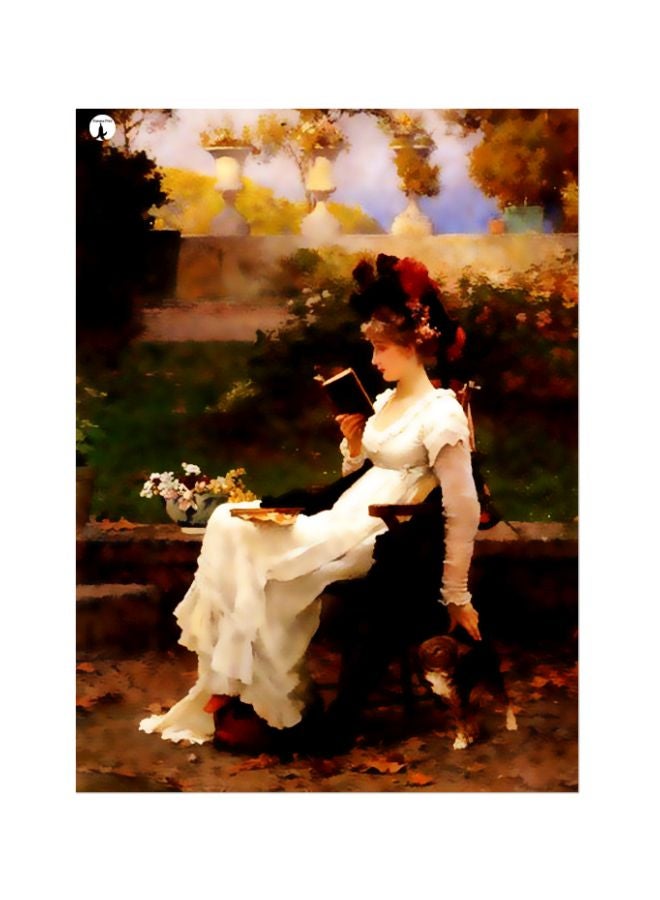 لوح من المعدن بتصميم فتاة بيج/أخضر/أسود 20x15سم