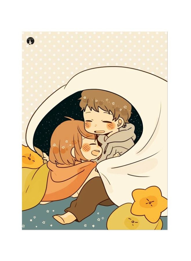 لوح من المعدن بتصميم رسومات كرتونية بيج/أسود/أصفر 20x15سم