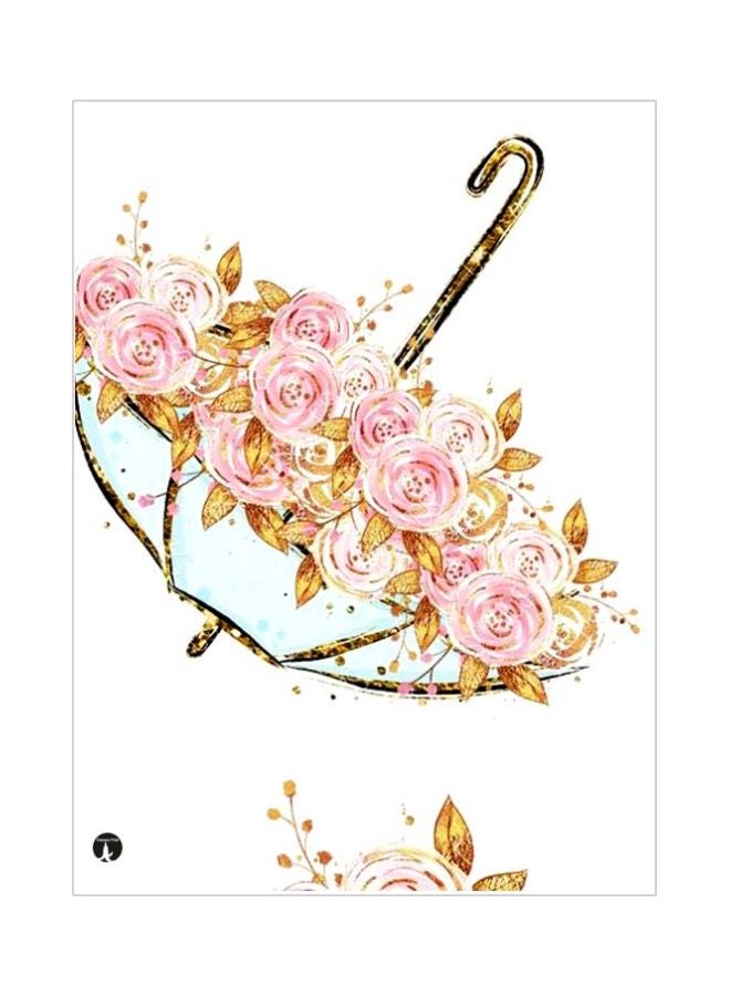 Floral Themed Metallic Plate White/Pink/Gold 20x15cm