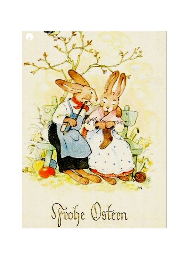 BP Cartoon Themed Metallic Plate Beige/White/Blue 20x15cm