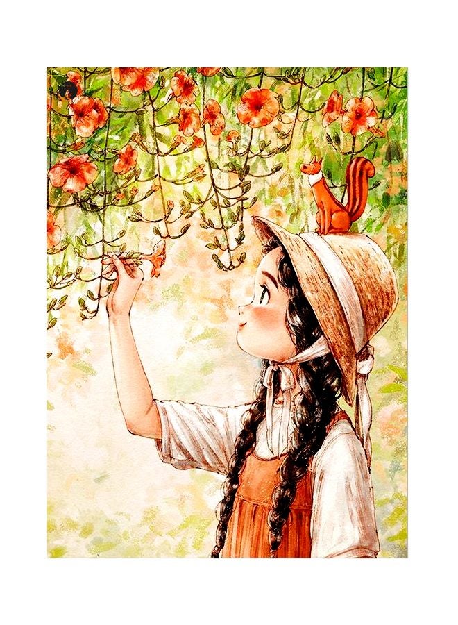 Cartoon Character Themed Metallic Plate Beige/Red/Green 20x15cm