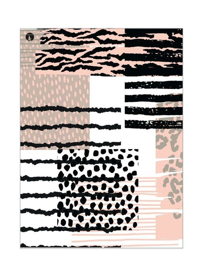 Printed Metallic Plate Beige/White/Black 20x15cm