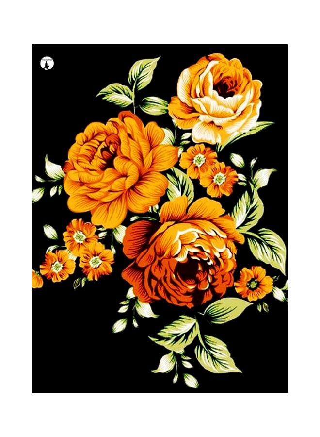 BP Floral Themed Decorative Metallic Plate Black/Yellow/Green