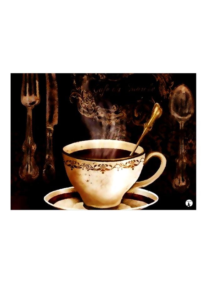 BP Cup Of Tea Themed Decorative Metallic Plate Black/White/Gold 20x15cm 