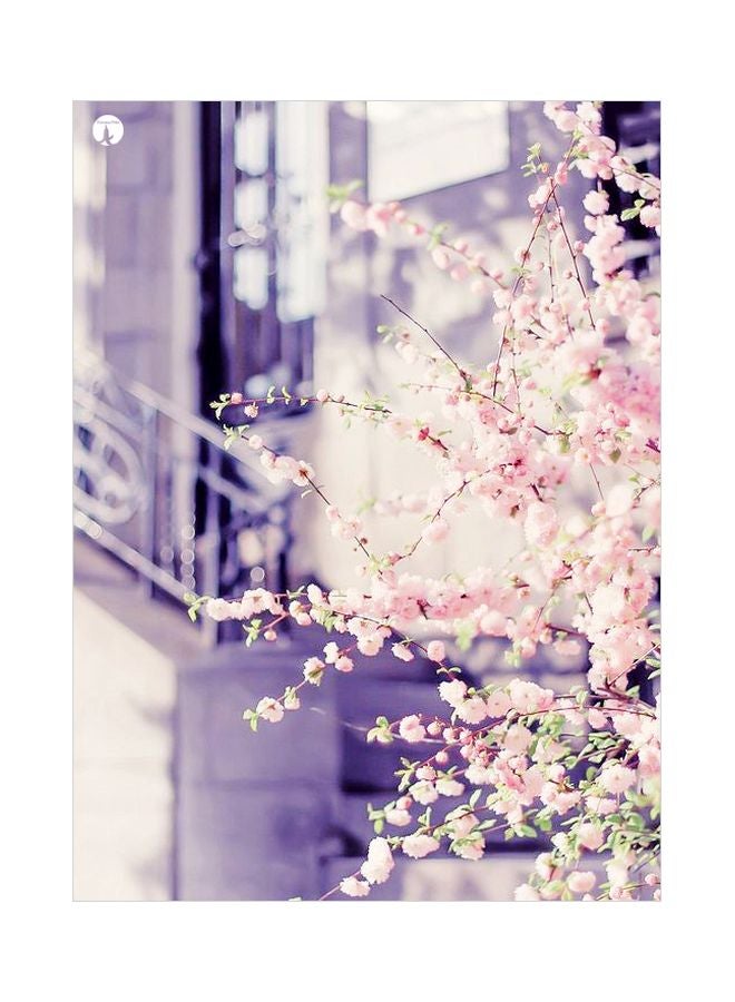 BP Floral Themed Decorative Metallic Plate Purple/Pink/White 20x15cm