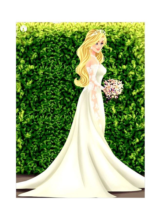 BP Cartoon Girl Themed Decorative Metallic Plate Green/White/Yellow 20x15cm