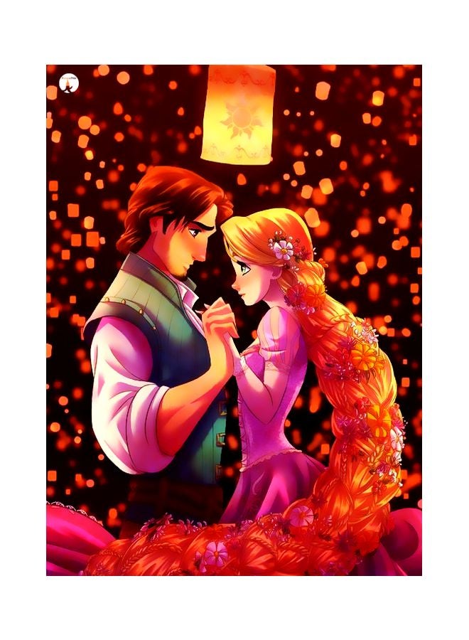 لوحة للزينة بنمط معدني بتصميم من فيلم "Tangled" أحمر/ أصفر/أخضر 20x15سم