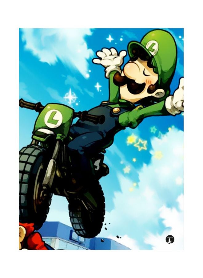 BP Luigi Themed Decorative Metallic Plate Blue/Green/White 20x15cm 