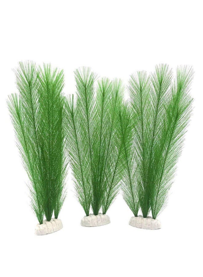 3-Piece Aquarium Artificial Plant Set Green/White 28.20 x 3cm - Image 1