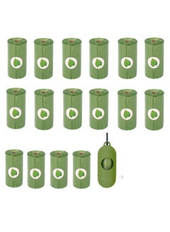 Generic 16-Piece Leak-Proof Degradable Pet Waste Bag Set With Dispenser Green 17.20 x 6.20cm  - Image 1