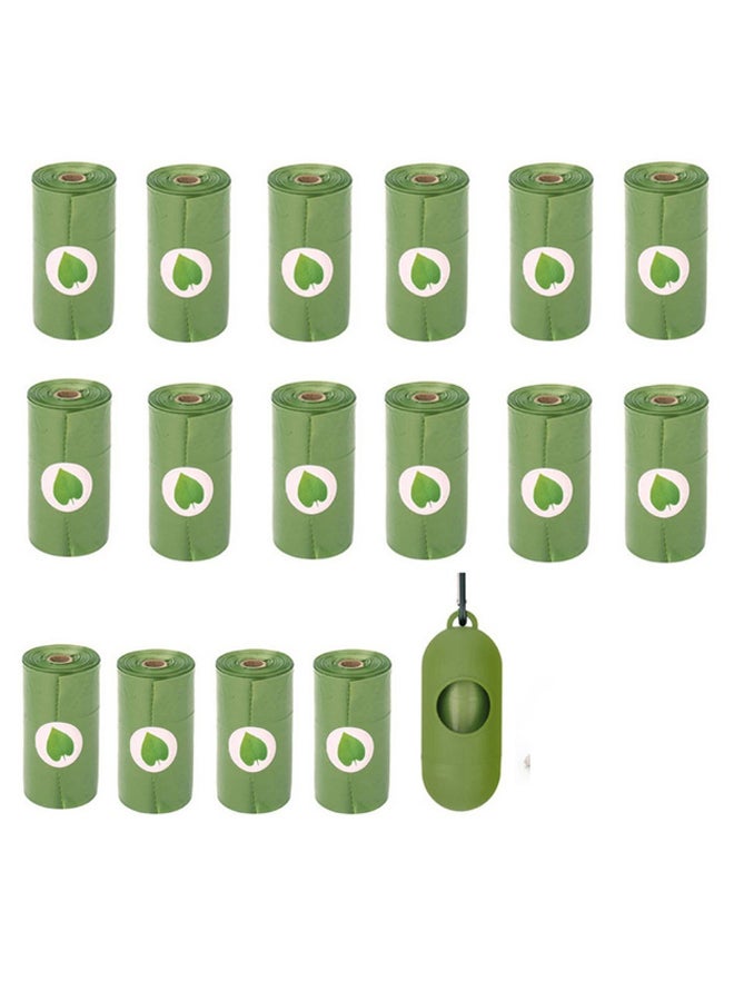 Generic 16-Piece Leak-Proof Degradable Pet Waste Bag Set With Dispenser Green 17.20 x 6.20cm  - Image 1