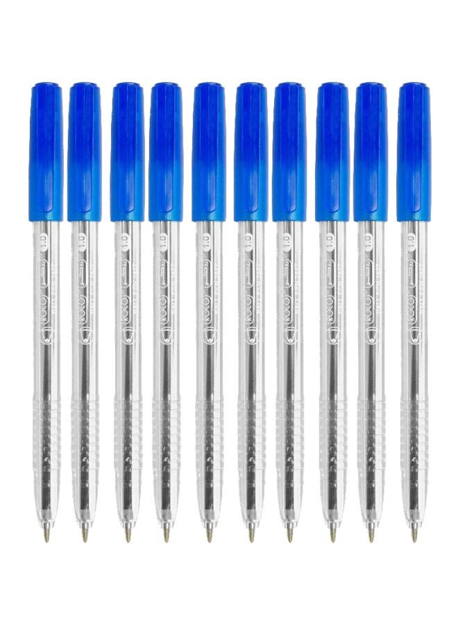 10-Piece Dry Ink Ballpoint Pen Set Blue