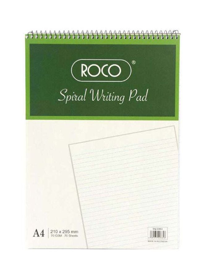 روكو دفتر ملاحظات بطرف حلزوني مقاس A4 من 70 ورقة أخضر/أبيض - Image 1