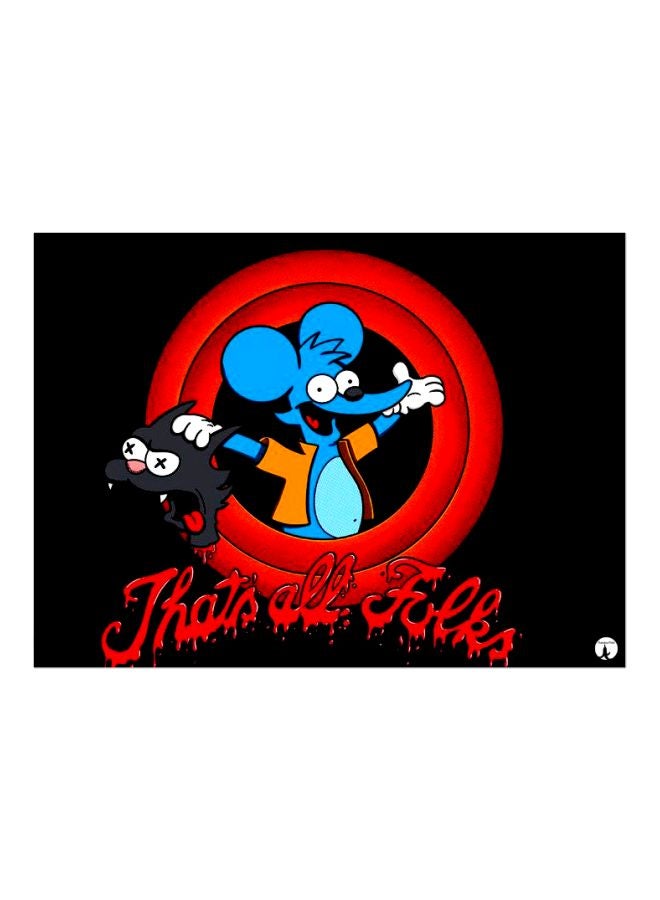 BP Cartoon Themed Decorative Metallic Plate Black/Red/Blue 20x15cm