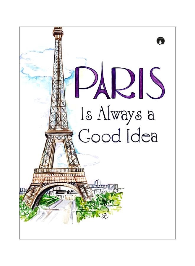 لوحة للزينة بنمط معدني بتصميم لمدينة باريس أبيض/أرجواني/أخضر 20x15سم