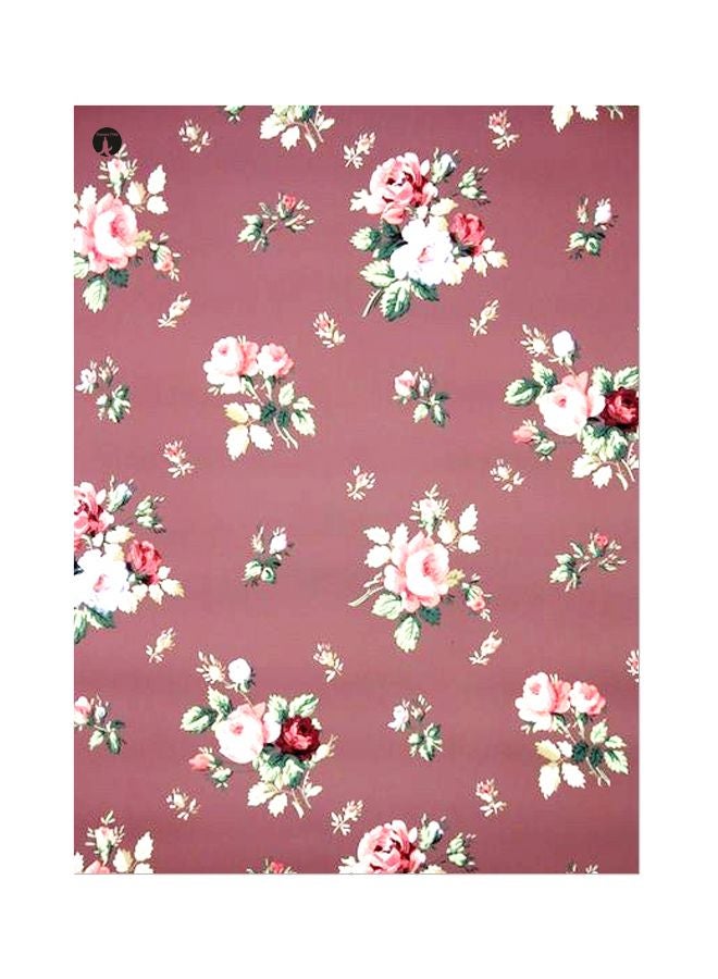 Floral Themed Decorative Metallic Plate Pink/Green/Red 20x15cm