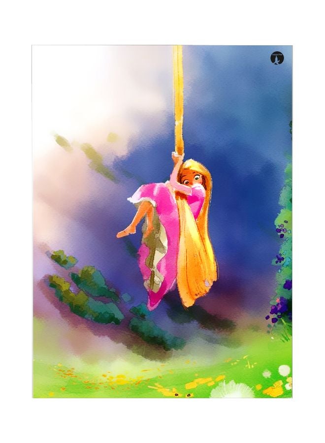 بي بي لوحة بنمط معدني بتصميم من فيلم "Tangled" أخضر / أزرق/ أصفر 20x15سم