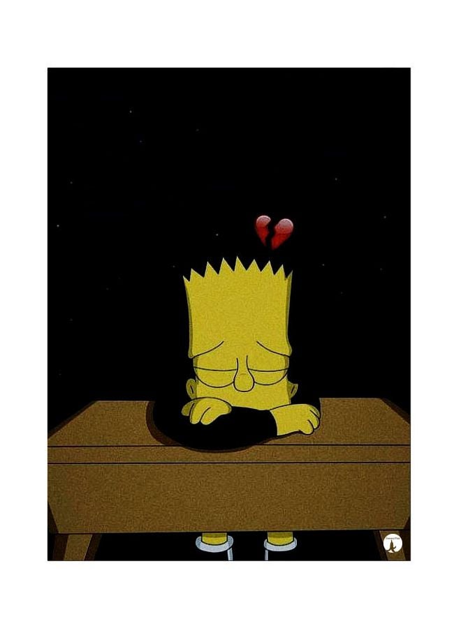 BP Sad Simpson Printed Metallic Plate Black/Yellow/Brown 20x15cm