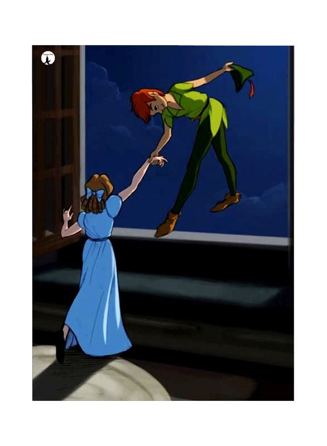 Peter Pan Themed Metallic Plate Blue/Green/Brown 20x15cm