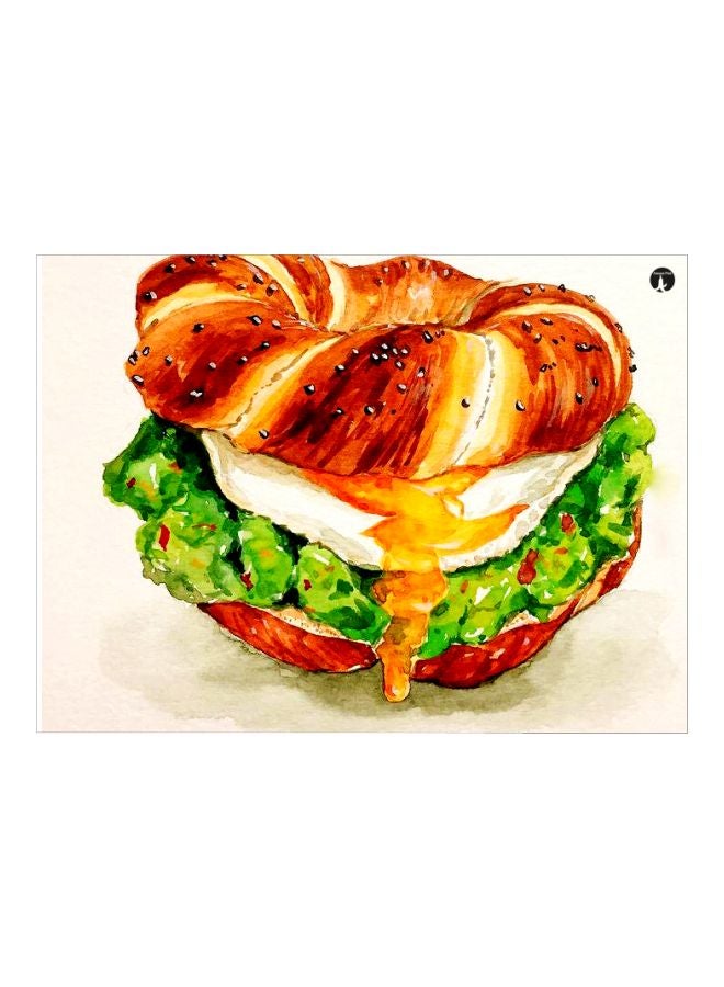 BP Burger Themed Metallic Plate Brown/Green/White 20x15cm