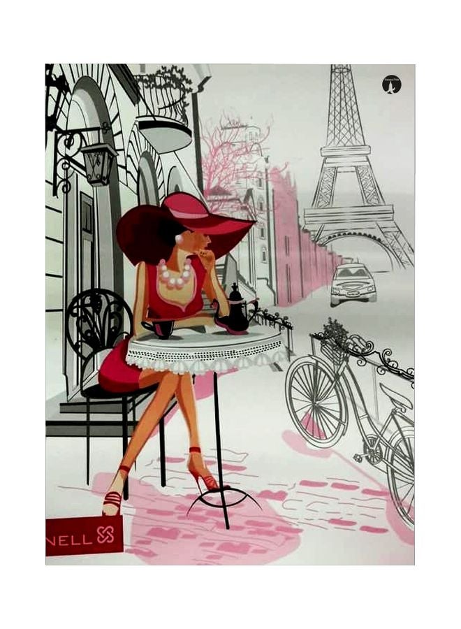 بي بي لوحة معدنية بطبعة تعبر عن مدينة باريس رمادي/أحمر/وردي 20x15سم