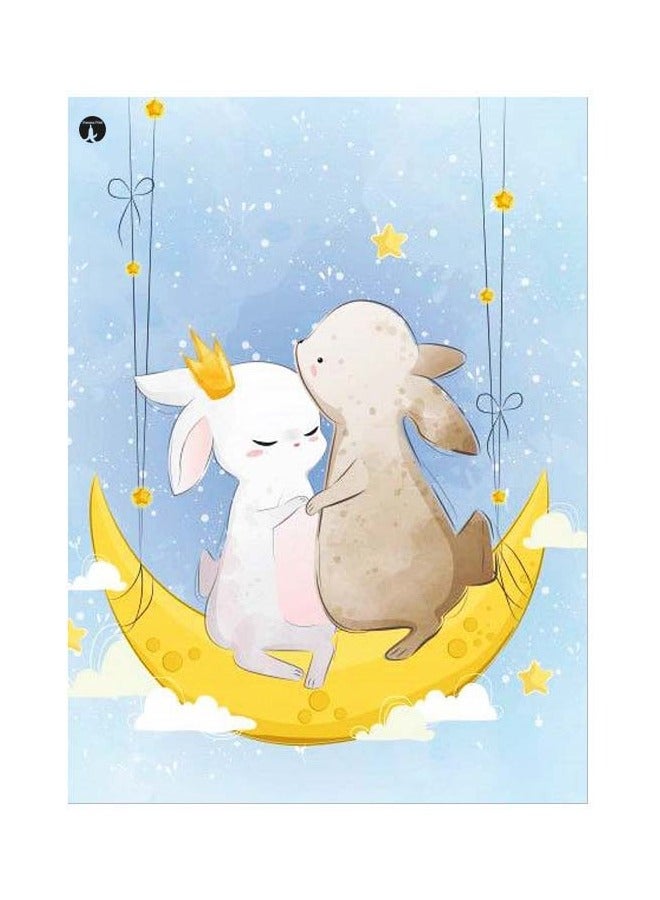 BP Rabbit Themed Metallic Plate Blue/Yellow/Brown 20x15cm 