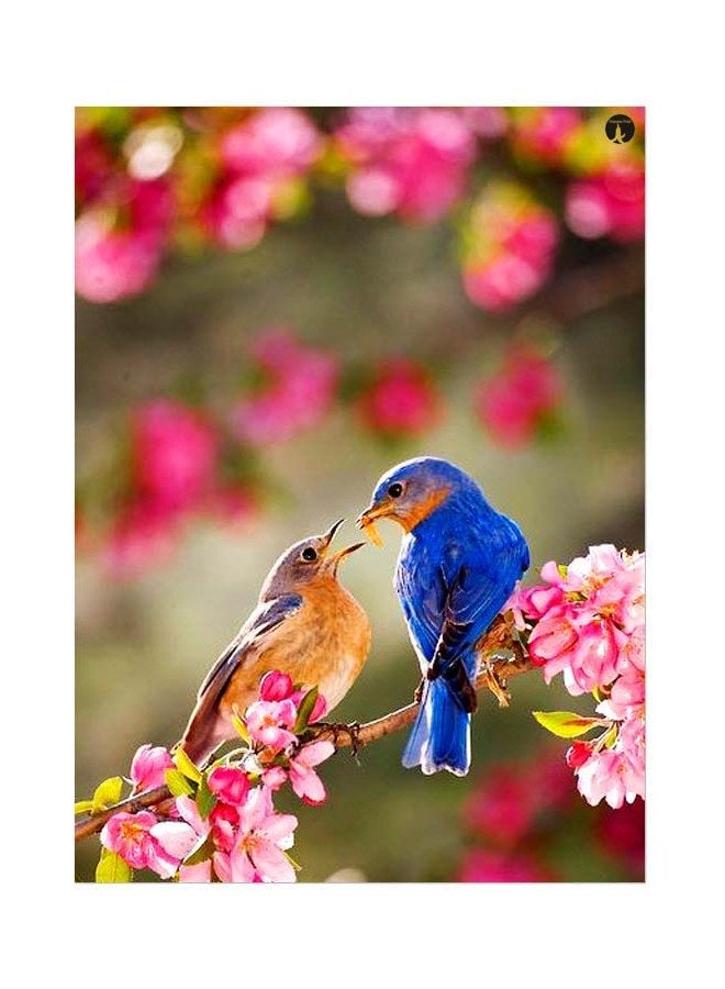 BP Bird And Floral Themed Metallic Plate Green/Pink/Blue 20x15cm