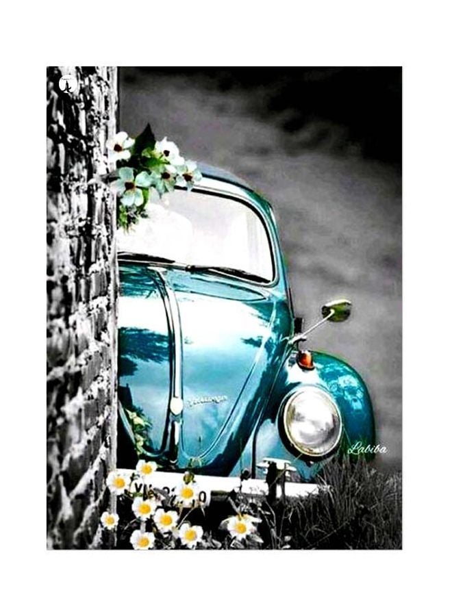 بي بي لوحة بنمط معدني بطبعة سيارة رمادي/أسود/أزرق 20x15سم