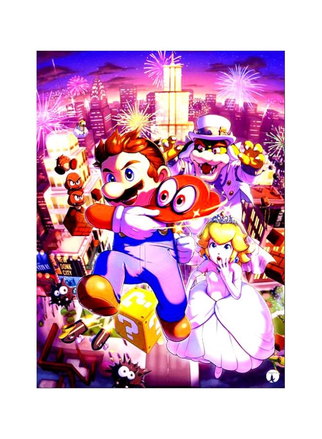 لوحة بنمط معدني بتصميم من سلسلة ألعاب الفيديو "Super Mario" وردي/أرجواني/بيج 20x15سم