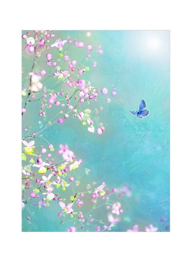 BP Flowers And Butterfly Themed Metallic Plate Blue/Pink/Yellow 20x15cm 