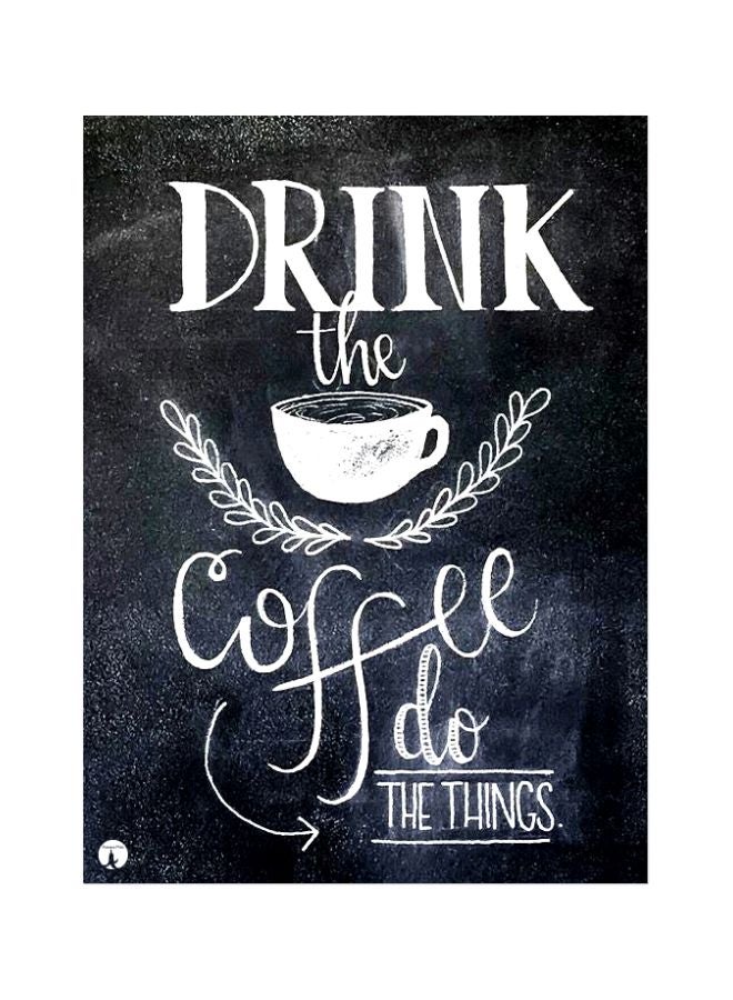 BP Coffee Themed Metallic Plate Black/Grey/White 20x15centimeter