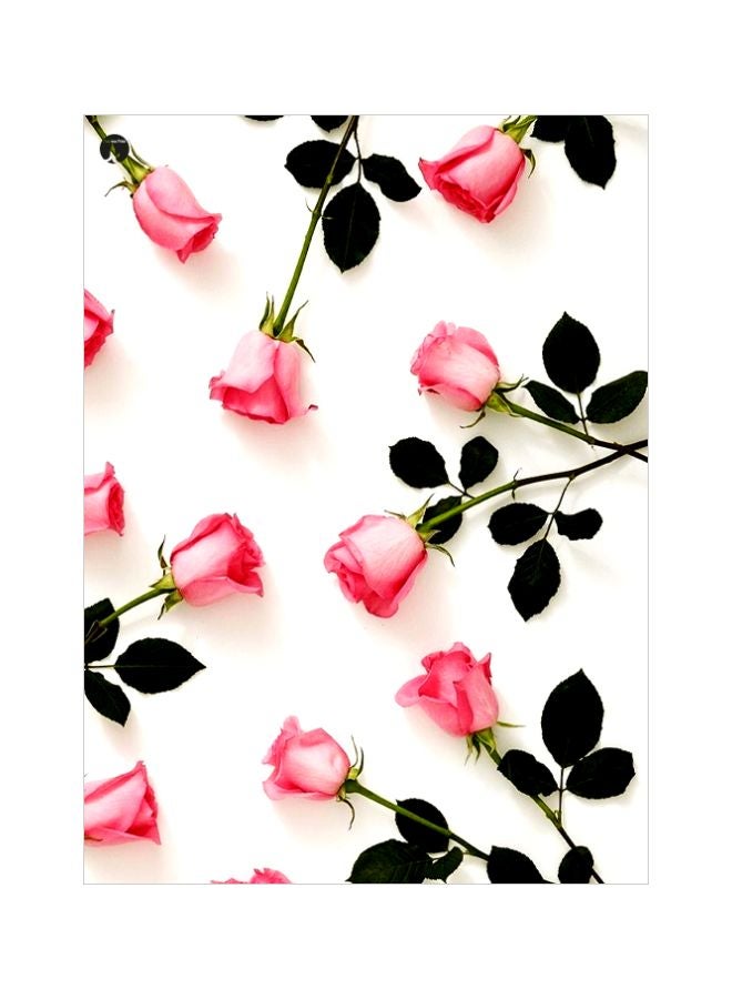 BP Rose Themed Metallic Plate Pink/White/Green 20x15cm