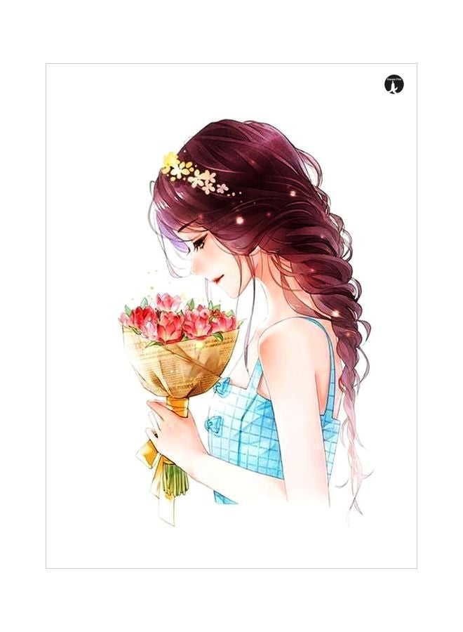 BP Anime Girl Themed Metallic Plate Beige/Blue/Maroon 20x15cm