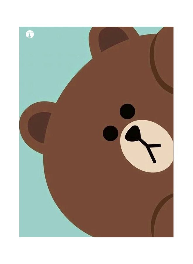 Cartoon Bear Themed Metallic Plate Brown/Blue/Beige 20x15cm