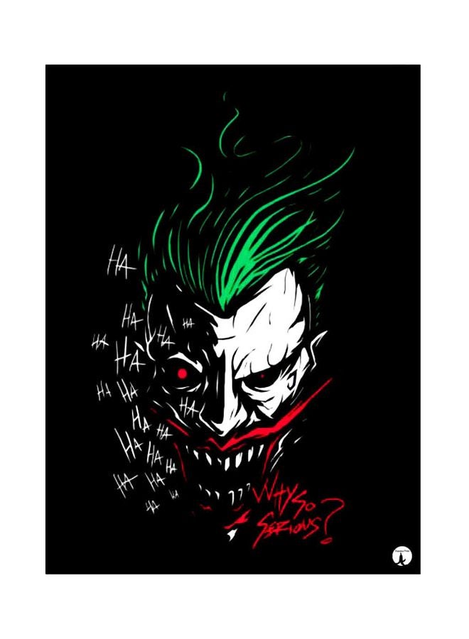 BP Cartoon Joker Themed Metallic Plate Black/Green/Red 20x15cm 