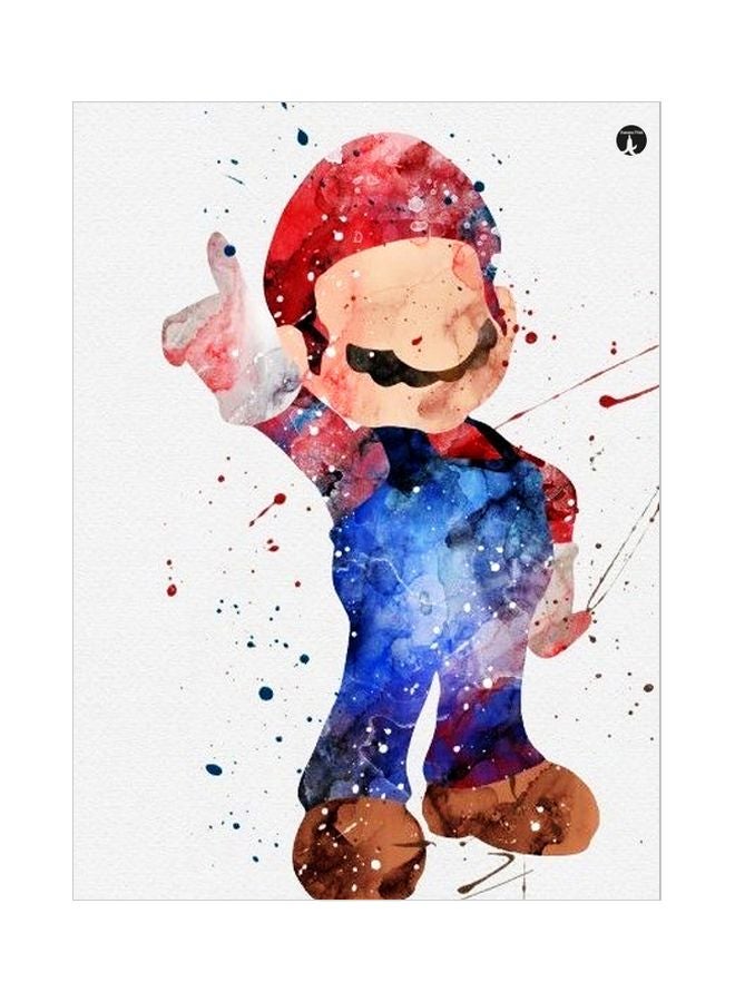 BP Mario Printed Metallic Plate Blue/Beige/Red 20x15cm 