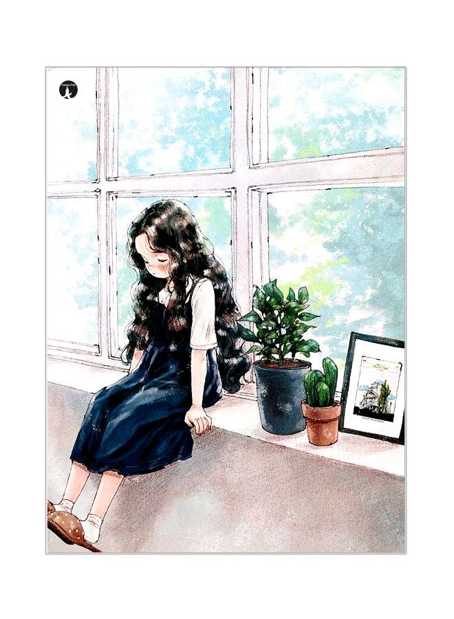 Girl Printed Metallic Plate Beige/Blue/Black 20x15cm