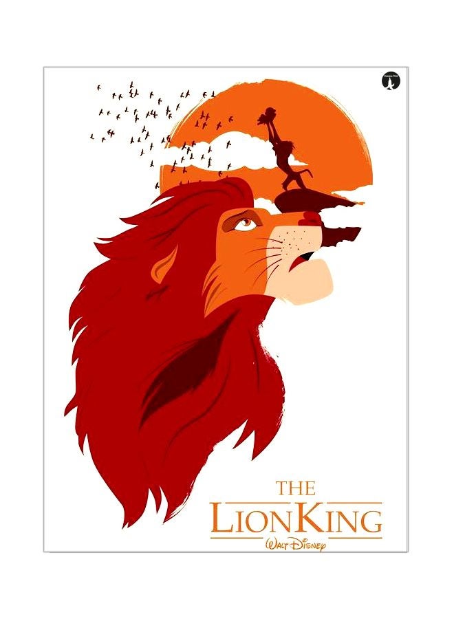 لوحة بنمط معدني مطبوع عليها أسد برتقالي/ أحمر/ بيج 20x15سم