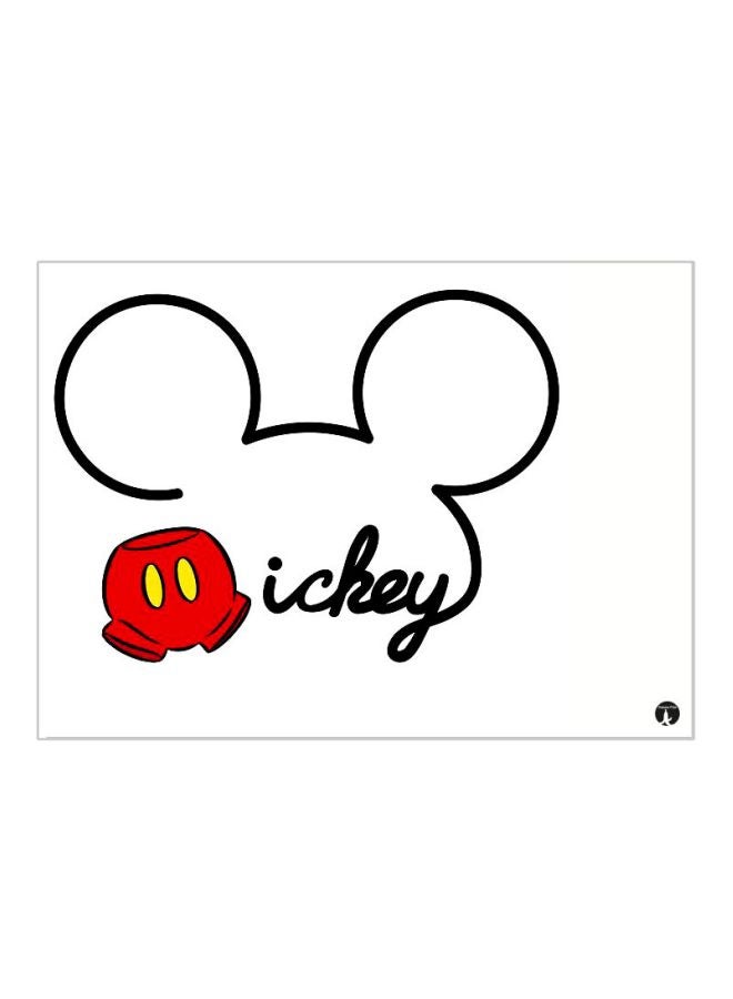 بي بي لوحة معدنية بطبعة كلمة ’Mickey’ أبيض/أحمر/أسود 20x15سم