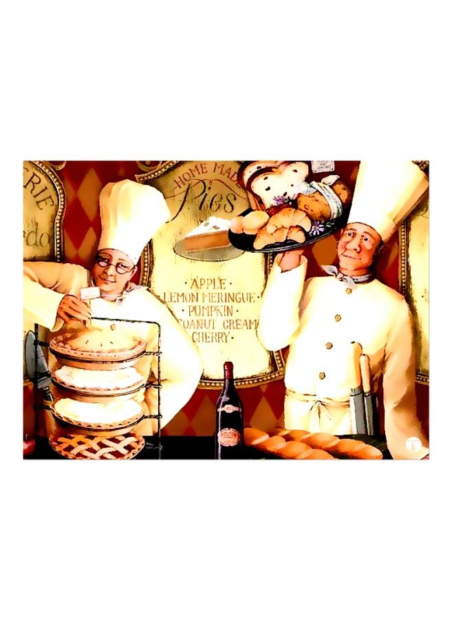 Chef Printed Metallic Plate Beige/White/Red 20x15cm