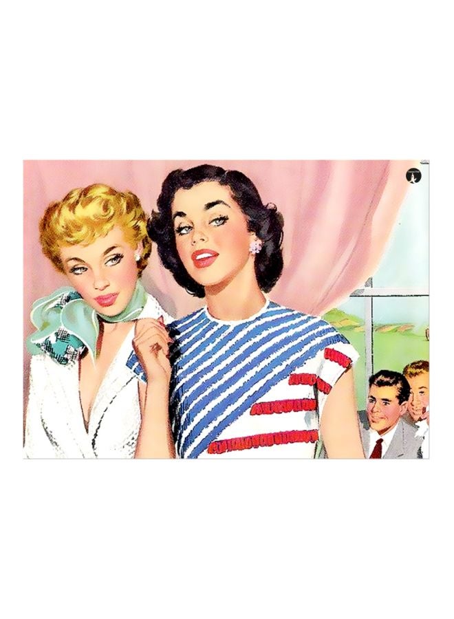 Girl Printed Metallic Plate Pink/Beige/Blue 20x15cm