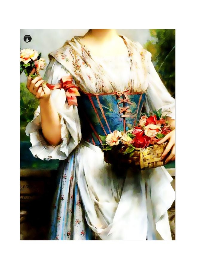 BP Rose Themed Metallic Plate White/Blue/Red 20x15cm