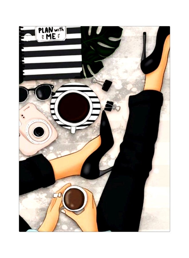 بي بي لوحة معدنية بتصميم عبارة ’Plan With Me’ أسود/أبيض/بيج 20x15سم 