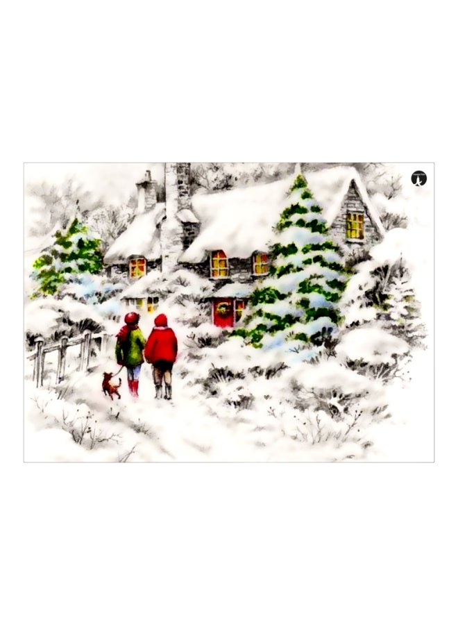 BP Family Themed Metallic Plate White/Red/Green 20x15cm