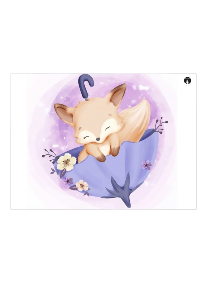 Fox Themed Metallic Plate Brown/Blue/Violet 20x15cm