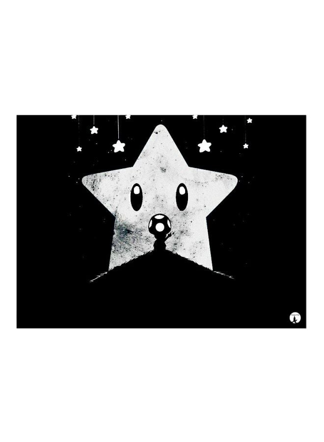 BP Star Themed Metallic Plate Black/White 20x15cm