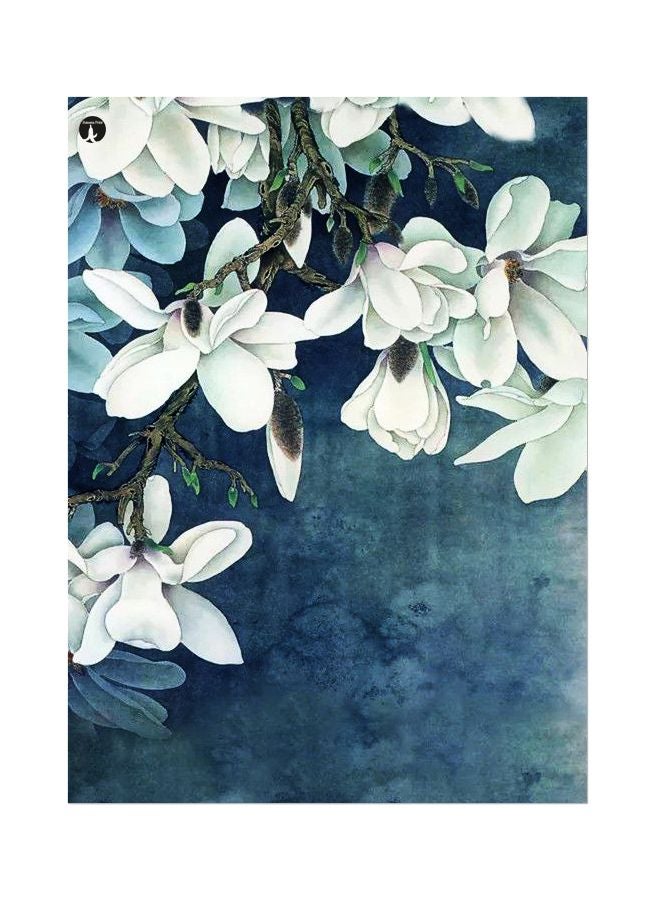 لوح من المعدن بتصميم زهور أزرق/أبيض/أخضر 20x15سم