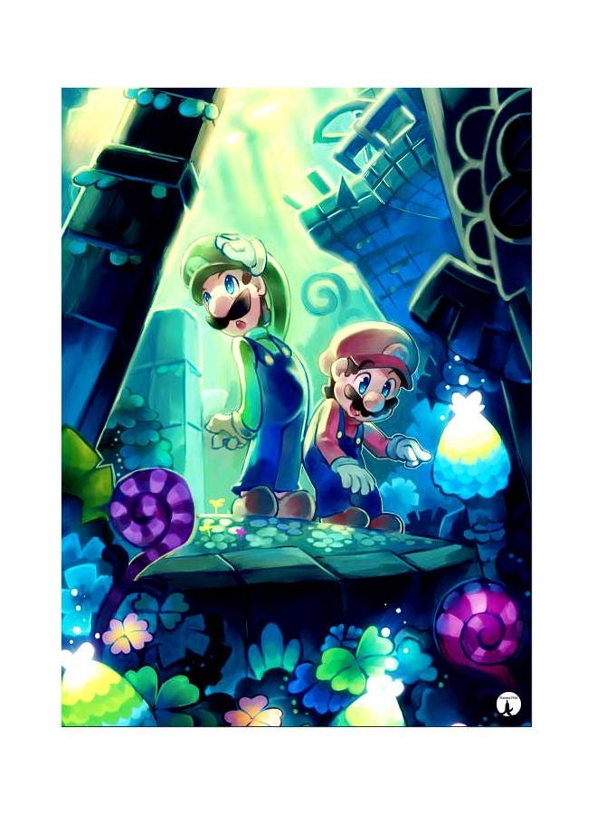 BP Mario Brothers Themed Metallic Plate Blue/Green/Pink 20x15cm