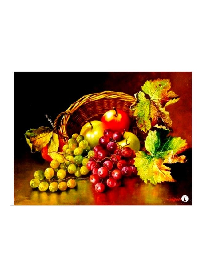 لوح من المعدن بطبعة فواكه أسود/ برتقالي/ أخضر 20x15سم